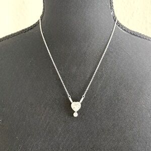 Elegant Sterling Silver Heart Necklace with heart shaped Cubic Zirconia pendant